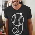 Baseball Sport Player Monogram Cool Initial Letter J Men's V-Neck T-Shirt Baseball Sport Player Monogram Cool Initial Letter J Men's V-Neck T-Shirt