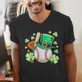 Baseball St Patricks Day Lucky Baseball Player Shamrock Men's V-Neck T-Shirt Baseball St Patricks Day Lucky Baseball Player Shamrock Men's V-Neck T-Shirt