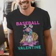 Baseball Is My Valentine Ice Cream Drip Crossed Bats Sport Men's V-Neck T-Shirt Baseball Is My Valentine Ice Cream Drip Crossed Bats Sport Men's V-Neck T-Shirt