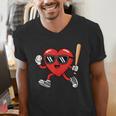 Baseball Valentines Day Heart Boys Sports Love Men's V-Neck T-Shirt Baseball Valentines Day Heart Boys Sports Love Men's V-Neck T-Shirt