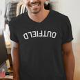 BaseballSoftball Upside Down Outfield Men's V-Neck T-Shirt BaseballSoftball Upside Down Outfield Men's V-Neck T-Shirt