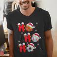 Basketball Baseball Soccer Christmas Ho Ho Ho Santa Xmas Men's V-Neck T-Shirt Basketball Baseball Soccer Christmas Ho Ho Ho Santa Xmas Men's V-Neck T-Shirt