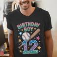 Birthday Boy 12th Birthday Baseball Men's V-Neck T-Shirt Birthday Boy 12th Birthday Baseball Men's V-Neck T-Shirt