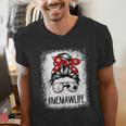 Bleached Memaw Life Soccer Messy Bun Baseball Game Day Men's V-Neck T-Shirt