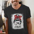 Bleached Tia Life Soccer Messy Bun Baseball Game Day Men's V-Neck T-Shirt Bleached Tia Life Soccer Messy Bun Baseball Game Day Men's V-Neck T-Shirt