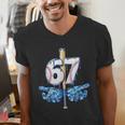 Blue Camo Baseball 67 Six Seven Camo Ice Cream Drip Boy Teen Men's V-Neck T-Shirt