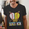 Bonus Mom Of Both Half Baseball Softball Ice Cream Drip Men's V-Neck T-Shirt Bonus Mom Of Both Half Baseball Softball Ice Cream Drip Men's V-Neck T-Shirt