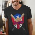 Boricua Puerto Rico Baseball Coqui Frog Pava Hat Fan Men's V-Neck T-Shirt Boricua Puerto Rico Baseball Coqui Frog Pava Hat Fan Men's V-Neck T-Shirt