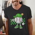Boys St Patricks Day Baseball Player Pitcher Coach Kids Men's V-Neck T-Shirt Boys St Patricks Day Baseball Player Pitcher Coach Kids Men's V-Neck T-Shirt