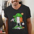 Boys St Patricks Day Kids Baseball Player Ice Cream Drip Men's V-Neck T-Shirt Boys St Patricks Day Kids Baseball Player Ice Cream Drip Men's V-Neck T-Shirt