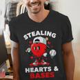 Boys Valentines Baseball Drip Icecream Stealing Hearts Kids Men's V-Neck T-Shirt Boys Valentines Baseball Drip Icecream Stealing Hearts Kids Men's V-Neck T-Shirt