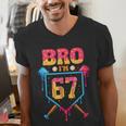 Bro I’m 67 Baseball Drip Number 67 Player 67th Birthday Men's V-Neck T-Shirt