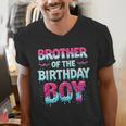 Brother Of The Birthday Boy Ice Cream Baseball Family Party Men's V-Neck T-Shirt Brother Of The Birthday Boy Ice Cream Baseball Family Party Men's V-Neck T-Shirt
