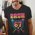 Bruh Baseball Ice Cream Drip Number 67 Player 67th Birthday Men's V-Neck T-Shirt