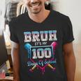 Bruh It's My 100 Days Of School Baseball Ice Cream Drip Boys Men's V-Neck T-Shirt Bruh It's My 100 Days Of School Baseball Ice Cream Drip Boys Men's V-Neck T-Shirt