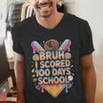 Bruh I Scored 100 Days Of School Baseball Ice Cream Drip Tee Men's V-Neck T-Shirt Bruh I Scored 100 Days Of School Baseball Ice Cream Drip Tee Men's V-Neck T-Shirt