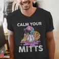 Calm Your Mitts Baseball Ice Cream Drip Crossed Bats Sport Men's V-Neck T-Shirt Calm Your Mitts Baseball Ice Cream Drip Crossed Bats Sport Men's V-Neck T-Shirt