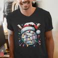 Christmas Baseball Boy Youth Kid Men Santa Hat Xmas Baseball Men's V-Neck T-Shirt
