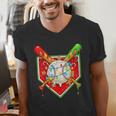 Christmas Baseball Ice Cream Drip Men Women Kids Men's V-Neck T-Shirt