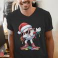 Christmas Baseball Ice Cream Dripping Santa Baseball Drip Men's V-Neck T-Shirt