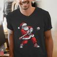 Christmas Baseball Player Santa Xmas Boys Men Toddler Men's V-Neck T-Shirt