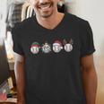 Christmas Baseball Player X-Mas Balls Men's V-Neck T-Shirt
