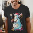 Christmas Baseball Snowman Drip For Boys Men Girls Women Men's V-Neck T-Shirt Christmas Baseball Snowman Drip For Boys Men Girls Women Men's V-Neck T-Shirt