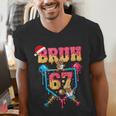 Christmas Gingerbread Bruh 67 Baseball Ice Cream Drip Kids Men's V-Neck T-Shirt