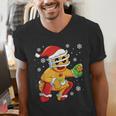 Christmas Gingerbread Man Baseball Player Catcher Men's V-Neck T-Shirt Christmas Gingerbread Man Baseball Player Catcher Men's V-Neck T-Shirt