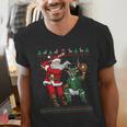 Christmas Santa Baseball Ugly Sweater Men's V-Neck T-Shirt Christmas Santa Baseball Ugly Sweater Men's V-Neck T-Shirt