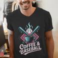 Coffee And Baseball Baseball Player Men's V-Neck T-Shirt Coffee And Baseball Baseball Player Men's V-Neck T-Shirt