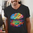 Colorful Baseball Field Home Run Baseball Player Fans Men's V-Neck T-Shirt