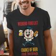 Cute Baseball Fan Weekend Forecast Change Of Beer And Hotdog Men's V-Neck T-Shirt