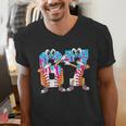 Dabbing Baseball Ice Cream Drip Number 67 Birthday Party Men's V-Neck T-Shirt
