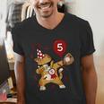 Dabbing Cool Cat Baseball 5th Birthday Men's V-Neck T-Shirt