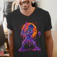 Drip Skeleton Batting Baseball Halloween Men's V-Neck T-Shirt Drip Skeleton Batting Baseball Halloween Men's V-Neck T-Shirt