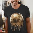 Dripping Gold Drip Baseball Game Day Player Coach Baller Men's V-Neck T-Shirt Dripping Gold Drip Baseball Game Day Player Coach Baller Men's V-Neck T-Shirt