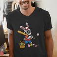 Easter Bunny Baseball Player Batter Rabbit Boys Kids Men Men's V-Neck T-Shirt Easter Bunny Baseball Player Batter Rabbit Boys Kids Men Men's V-Neck T-Shirt