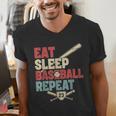 Eat Sleep Baseball Repeat Bat Ball Player Fan Men's V-Neck T-Shirt Eat Sleep Baseball Repeat Bat Ball Player Fan Men's V-Neck T-Shirt