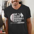 Eat Sleep Baseball Repeat Baseball Player Men Boys Men's V-Neck T-Shirt Eat Sleep Baseball Repeat Baseball Player Men Boys Men's V-Neck T-Shirt