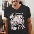 My Favorite Baseball Player Calls Me Pop Pop Men's V-Neck T-Shirt My Favorite Baseball Player Calls Me Pop Pop Men's V-Neck T-Shirt