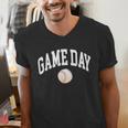 Game Day Baseball Player And Fan Graphic Men's V-Neck T-Shirt Game Day Baseball Player And Fan Graphic Men's V-Neck T-Shirt