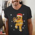 Gingerbread Man Baseball Christmas Men's V-Neck T-Shirt Gingerbread Man Baseball Christmas Men's V-Neck T-Shirt