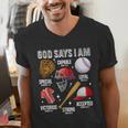 God Says I Am Baseball Player Catcher Pitcher Boys Men Men's V-Neck T-Shirt God Says I Am Baseball Player Catcher Pitcher Boys Men Men's V-Neck T-Shirt