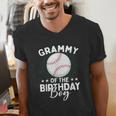 Grammy Of The Birthday Boy Baseball Player Birthday Men's V-Neck T-Shirt Grammy Of The Birthday Boy Baseball Player Birthday Men's V-Neck T-Shirt