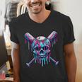 Halloween Baseball Skull Drip Baseball Lifestyle Boy Men Men's V-Neck T-Shirt Halloween Baseball Skull Drip Baseball Lifestyle Boy Men Men's V-Neck T-Shirt