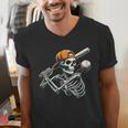 Halloween Boys Batting Skeleton Baseball Men's V-Neck T-Shirt Halloween Boys Batting Skeleton Baseball Men's V-Neck T-Shirt