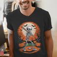 Halloween Skeleton Baseball Player Costume Men Boys Kids Men's V-Neck T-Shirt Halloween Skeleton Baseball Player Costume Men Boys Kids Men's V-Neck T-Shirt