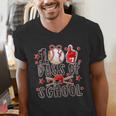Happy 100 Days Of School Baseball Girls Coquette Bow Teacher Men's V-Neck T-Shirt Happy 100 Days Of School Baseball Girls Coquette Bow Teacher Men's V-Neck T-Shirt