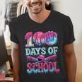 Happy 100 Days Of School Game Day Baseball Ice Cream Drip Men's V-Neck T-Shirt Happy 100 Days Of School Game Day Baseball Ice Cream Drip Men's V-Neck T-Shirt